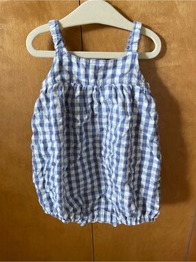 Colored Organics Blue Gingham Bubble Romper Tank for Kids